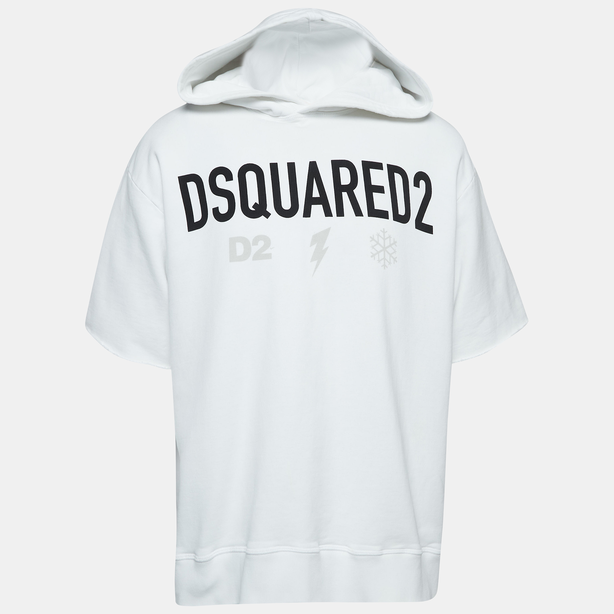

Dsquared2 White Logo Print Cotton Hooded Sweatshirt
