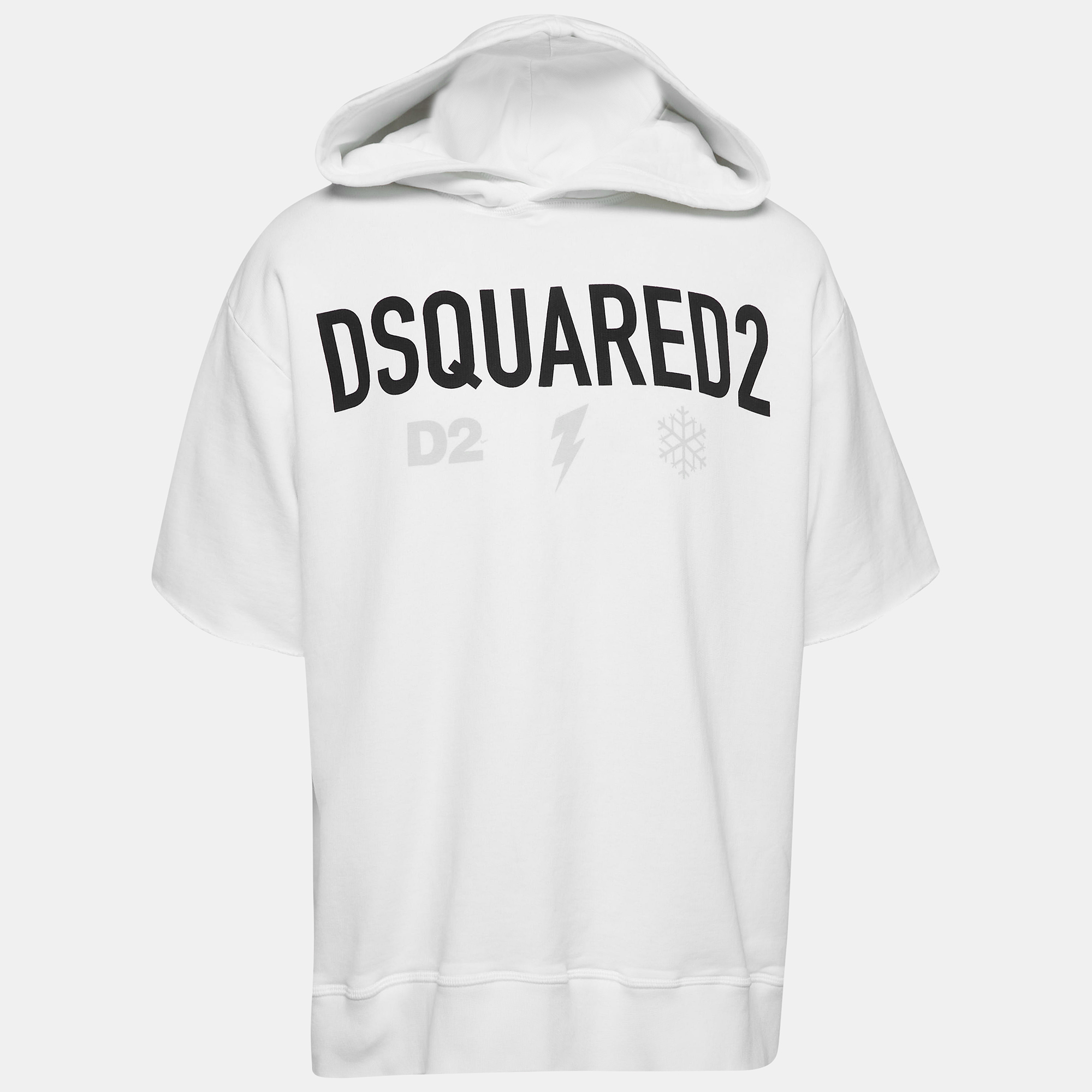

Dsquared2 White Logo Print Cotton Hooded Sweatshirt M
