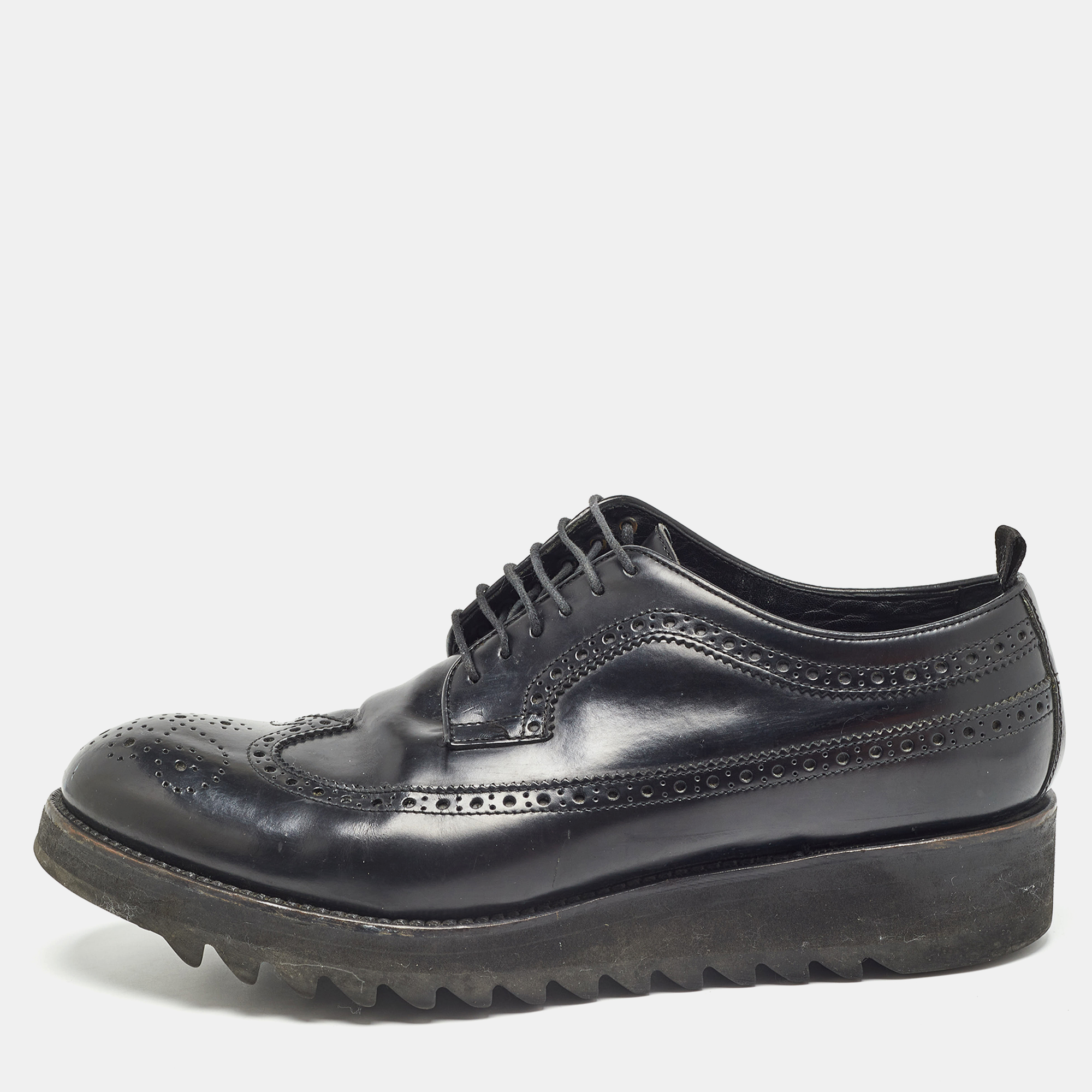 

Dsquared2 Black Brogue Leather Lace Up Derby Size