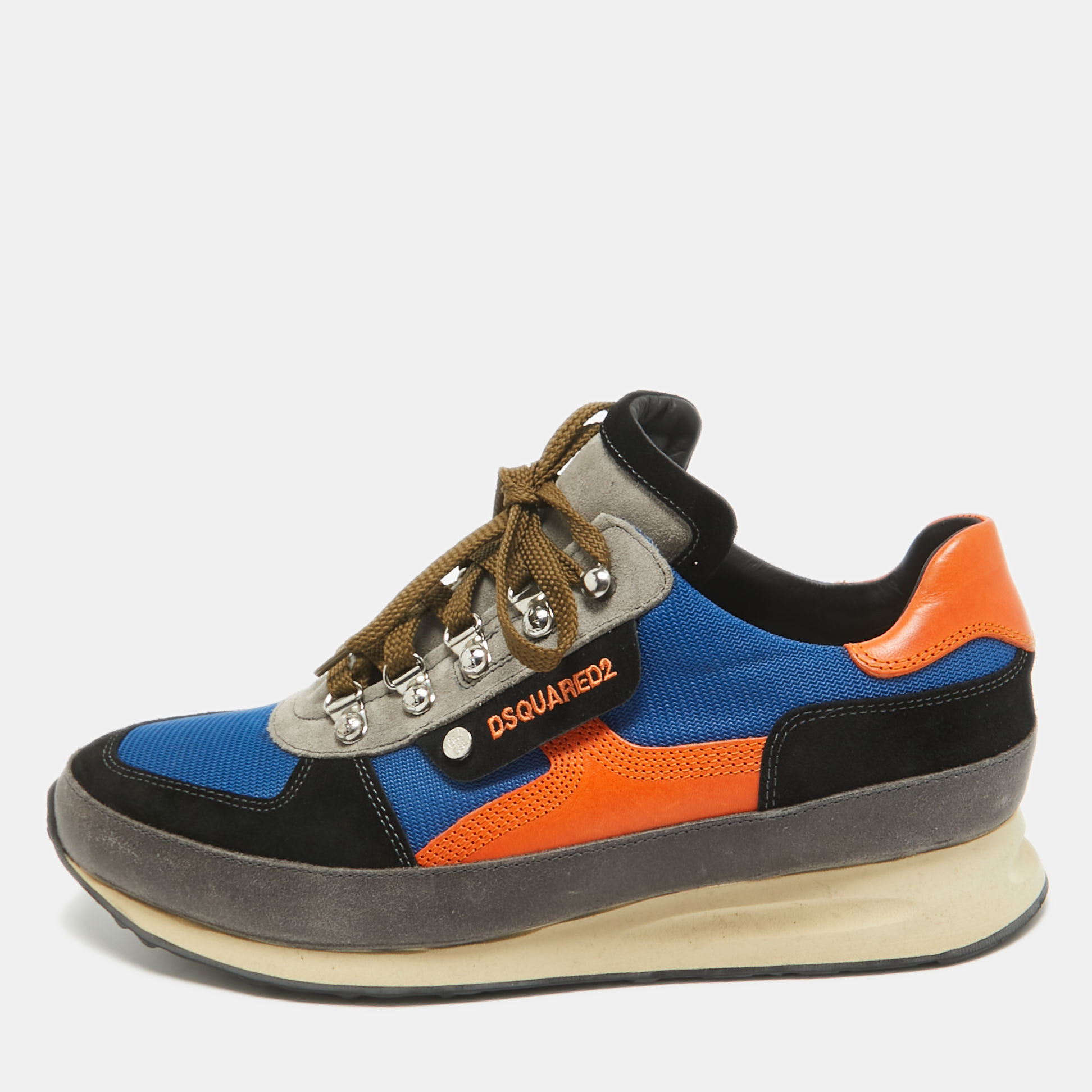 

Dsquared2 Multicolor Suede & Mesh Dean Goes Hiking Lace Up Sneakers Size