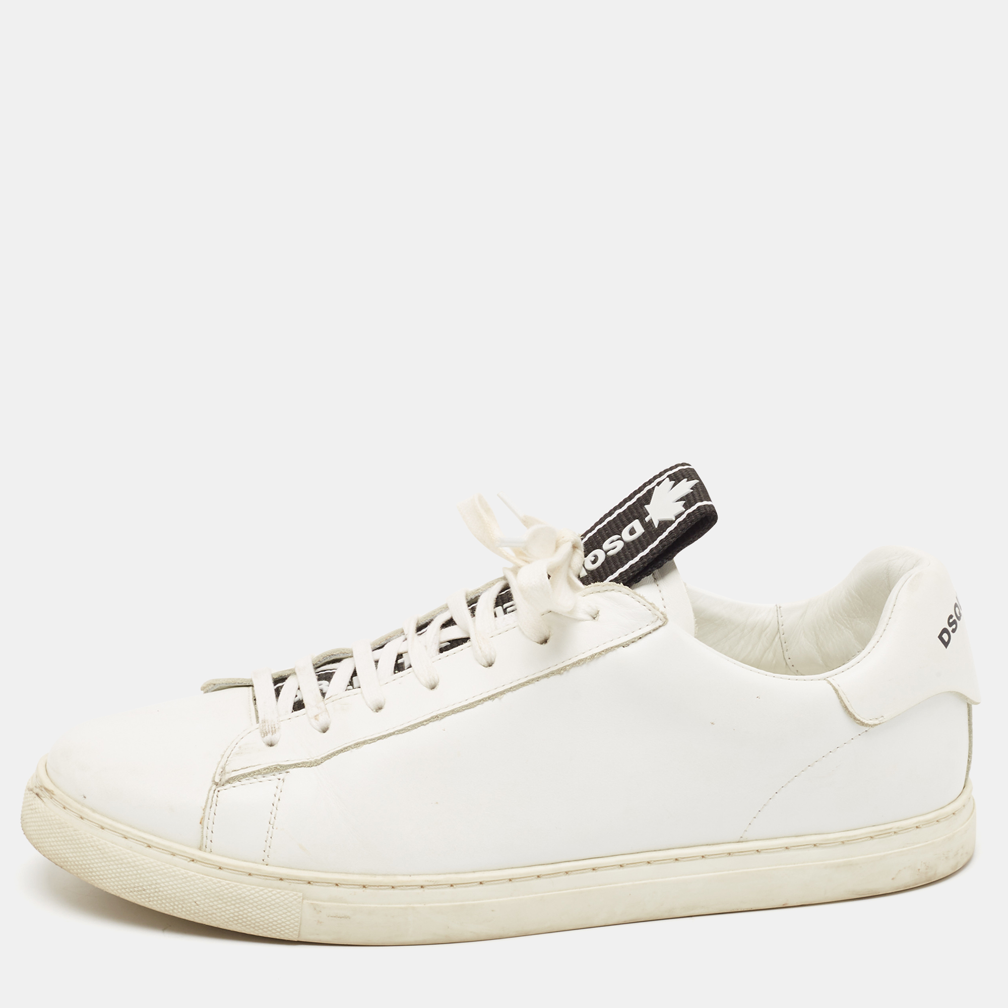 

Dsquared2 White Leather Low Top Sneakers Size