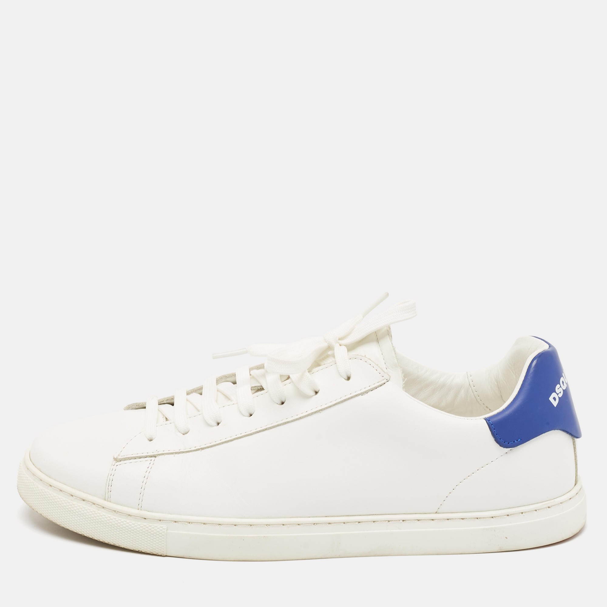 

Dsquared2 White/Blue Leather Low Top Sneakers Size