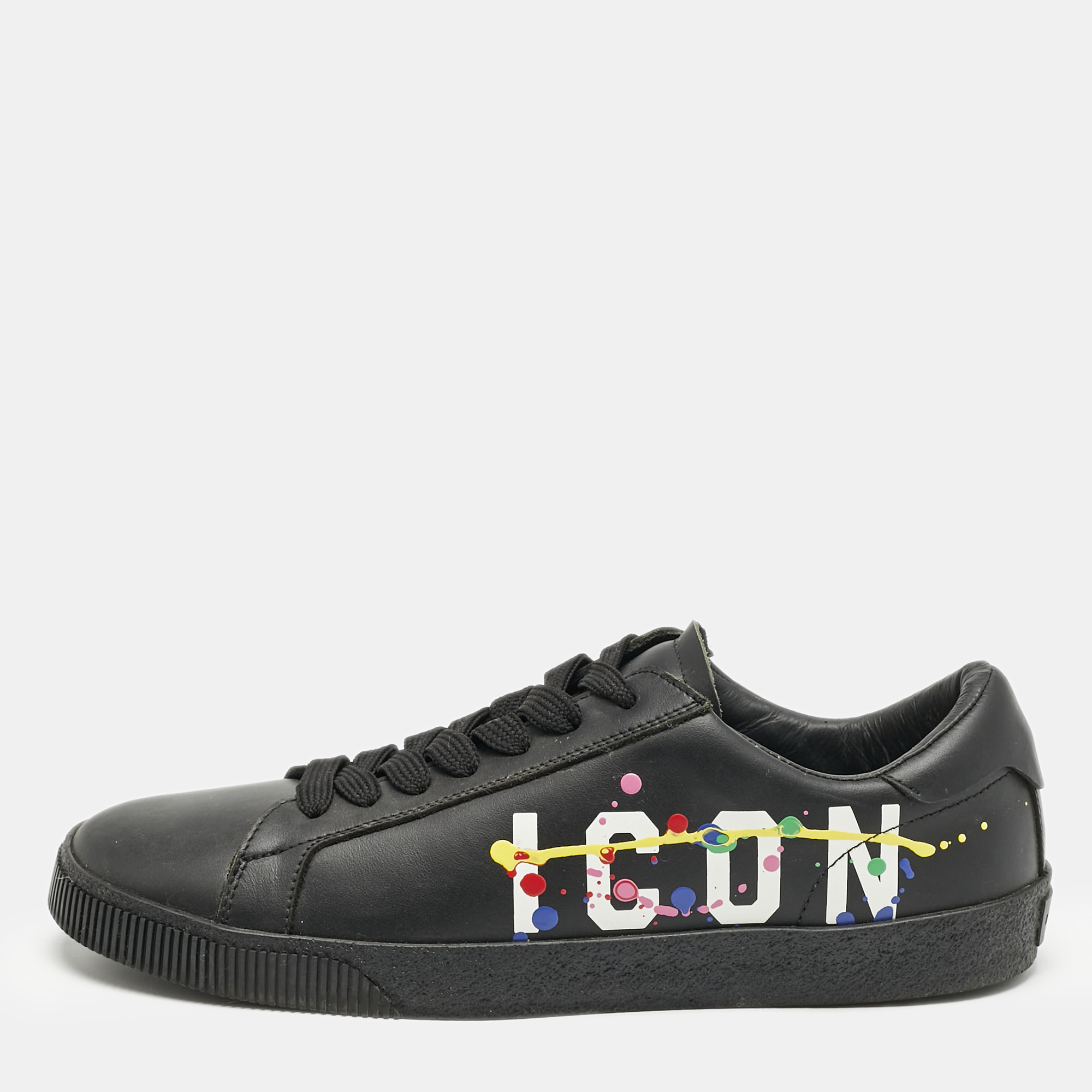 

Dsquared2 Black Leather Cassetta Low Top Sneakers Size