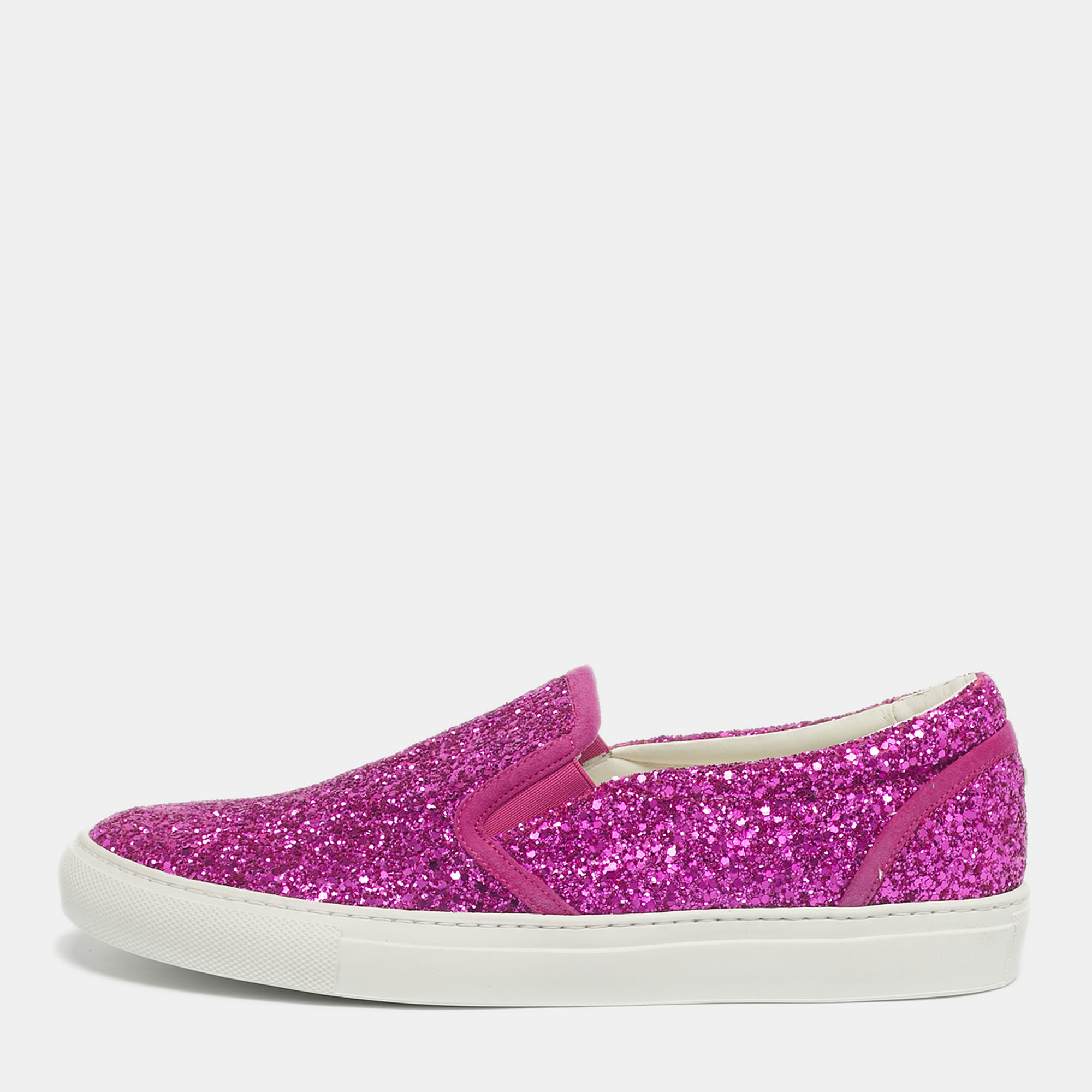Pre-owned Dsquared2 Pink Glitter Crystal Embellished Slip On Sneakers Size 40