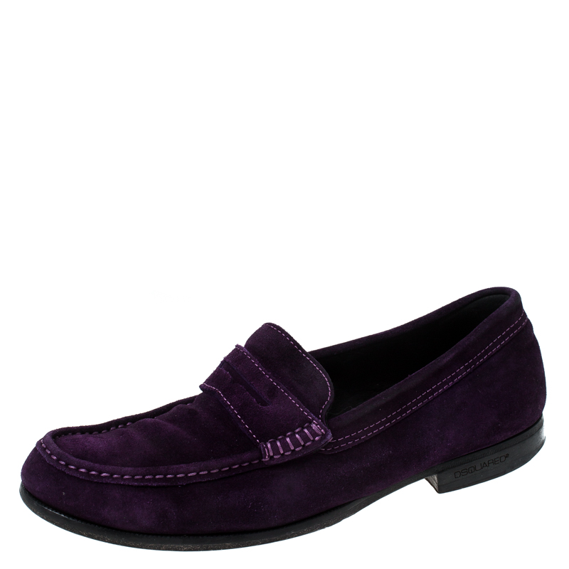 

Dsquared2 Purple Suede Penny Loafers Size