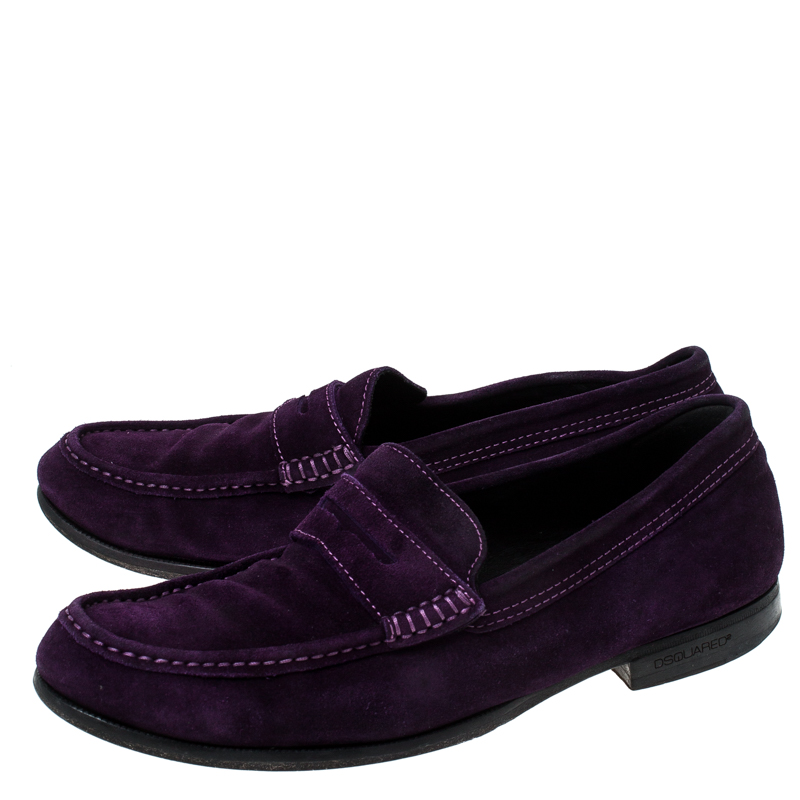 Pre-owned Dsquared2 Purple Suede Penny Loafers Size 40.5