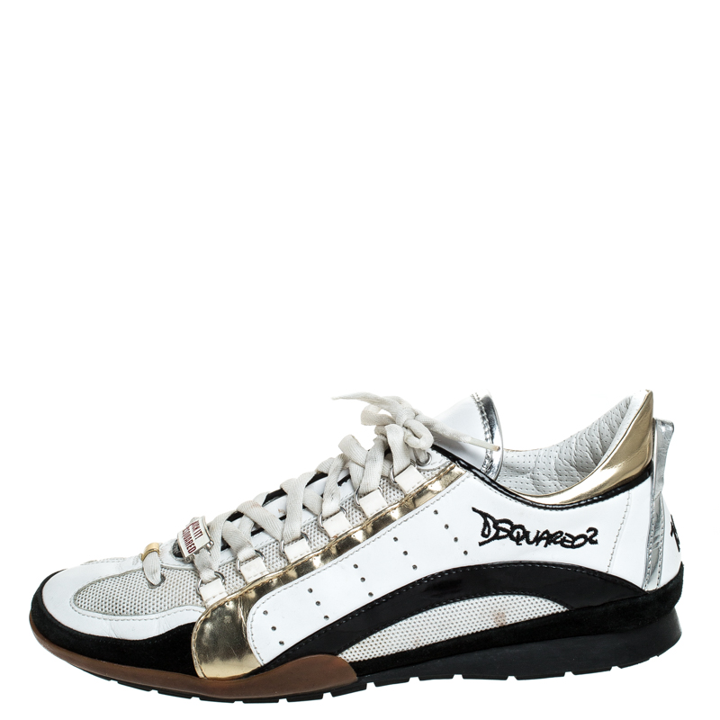 

Dsquared2 Multicolor Leather, Mesh And Suede Kick It Logo 551 Sneakers Size