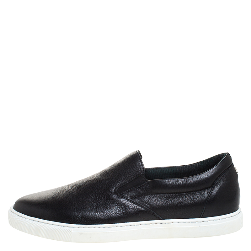 

Dsquared2 Black Leather Slip On Sneakers Size