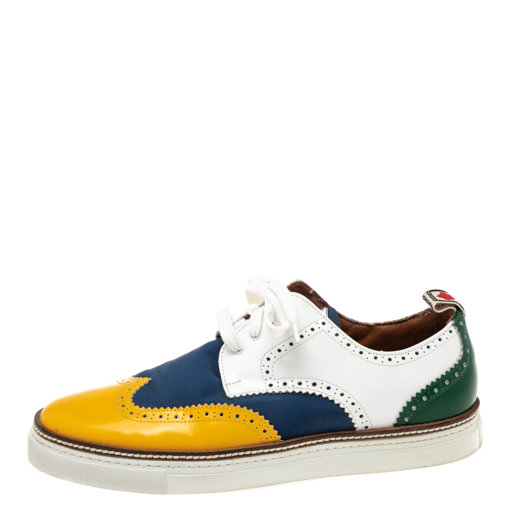 

Dsquared2 Multicolor Canvas And Brogue Leather Derby Sneakers Size