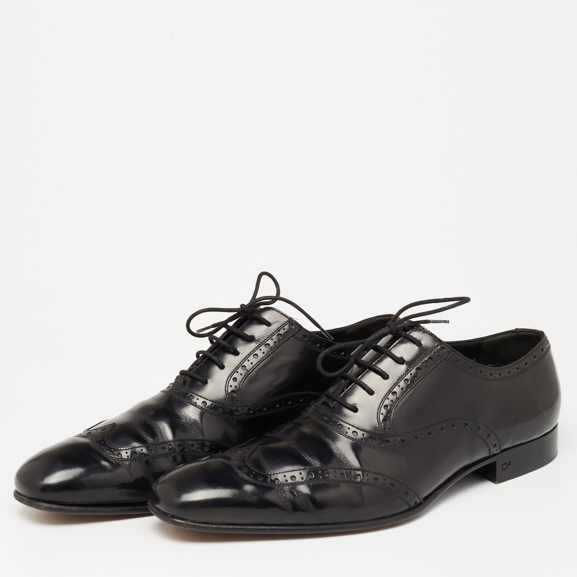 

Dsquared2 Black Brogue Patent Leather Oxfords Size