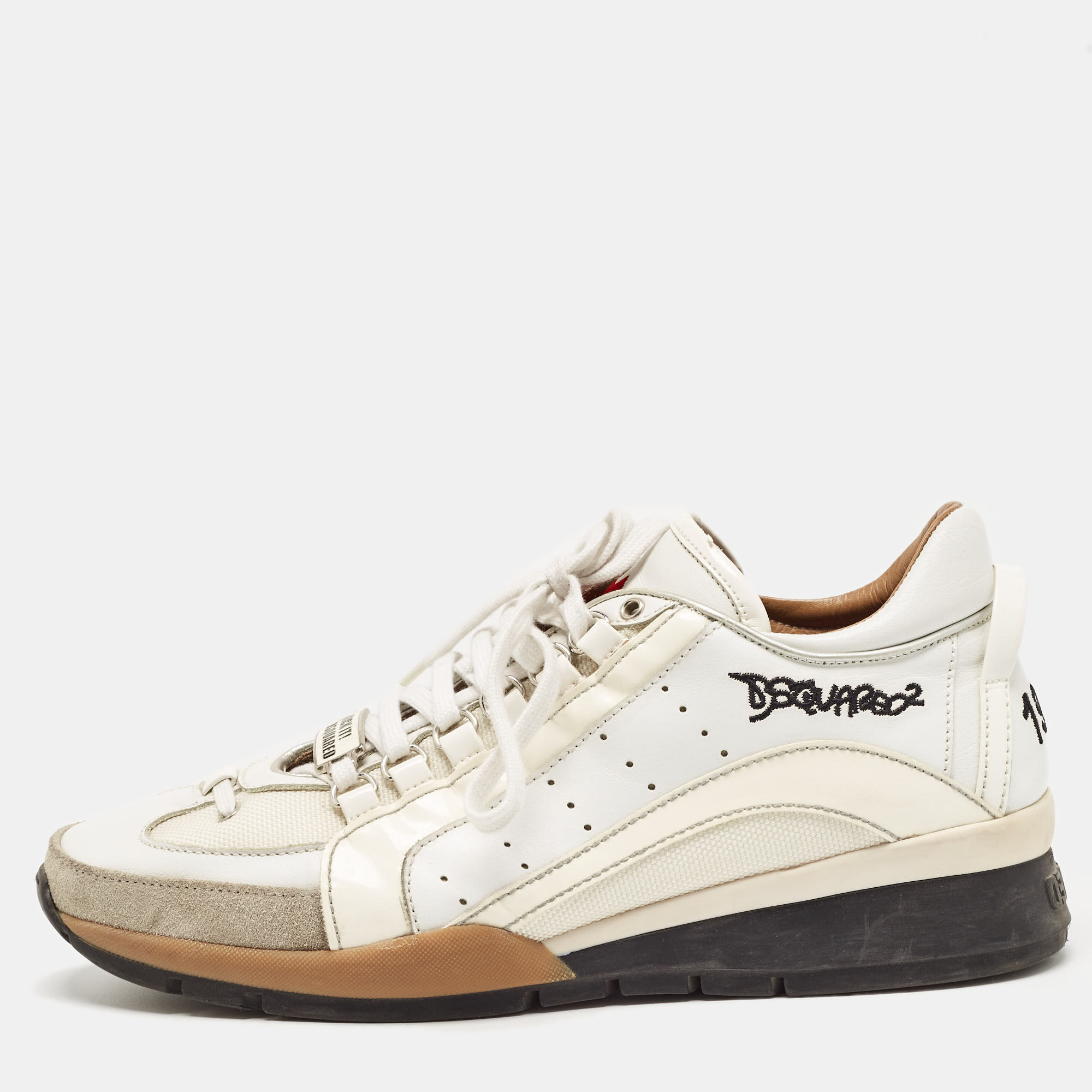 

Dsquared2 White/Grey Leather and Suede Low Top Sneakers Size