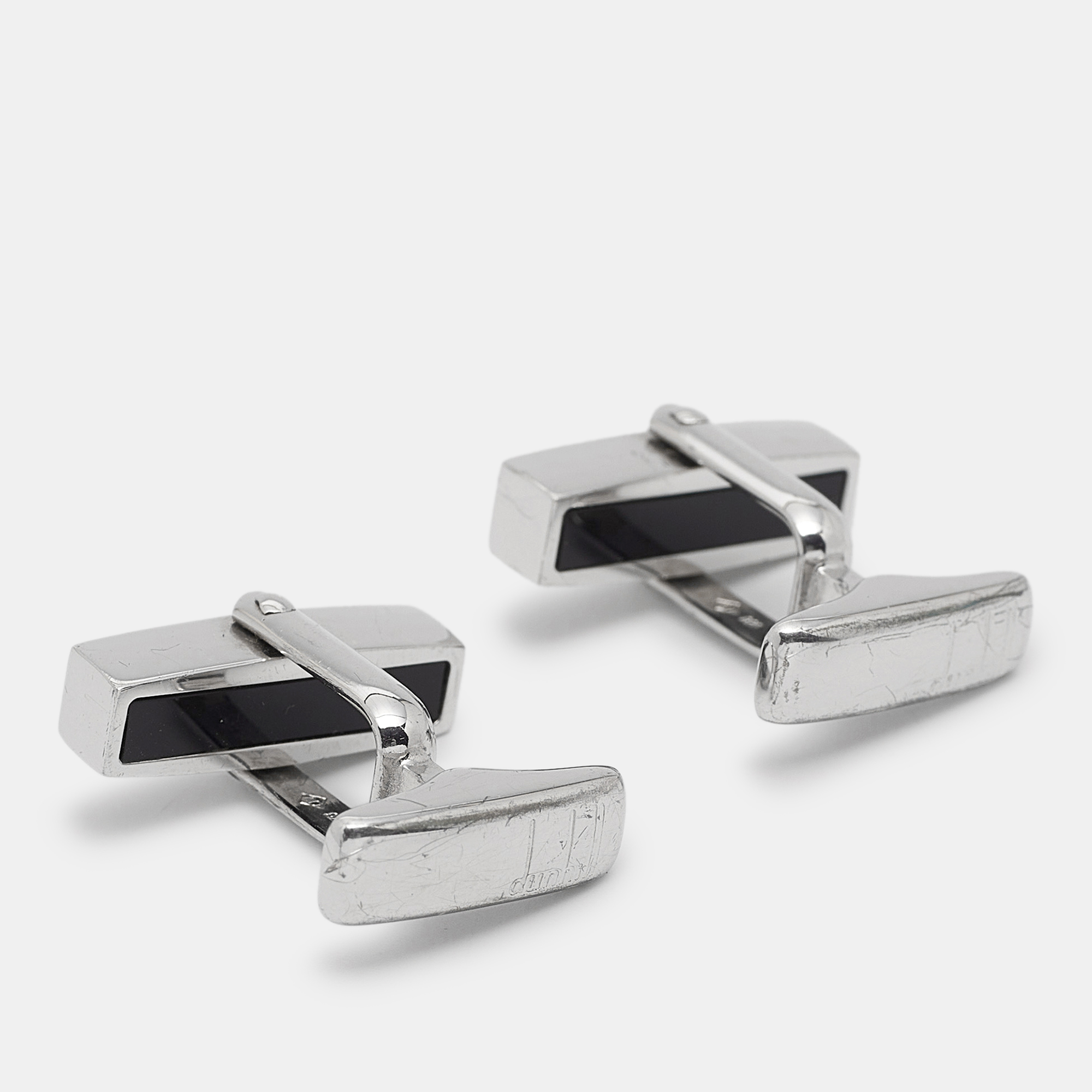 

Dunhill Black Enamel Sterling Silver Cufflinks