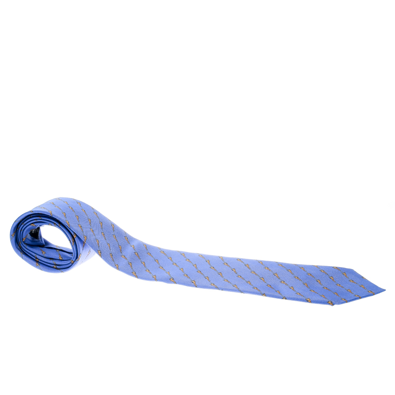 Dunhill Blue Clasp Printed Silk Traditional Tie