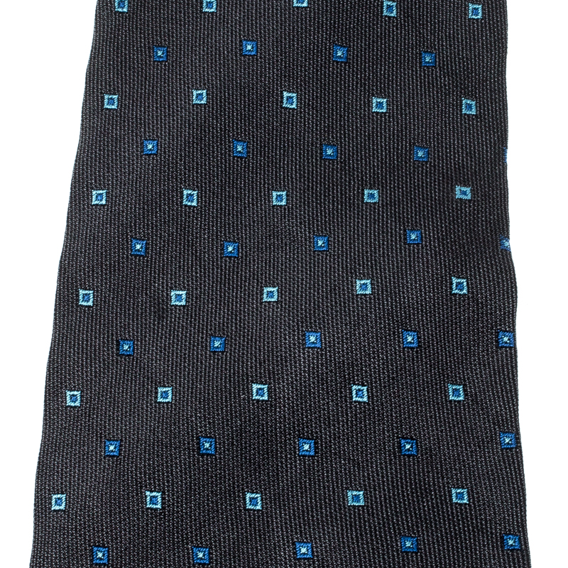 Pre-owned Dunhill Charcoal Grey Silk Jacquard Square Pattern Tie