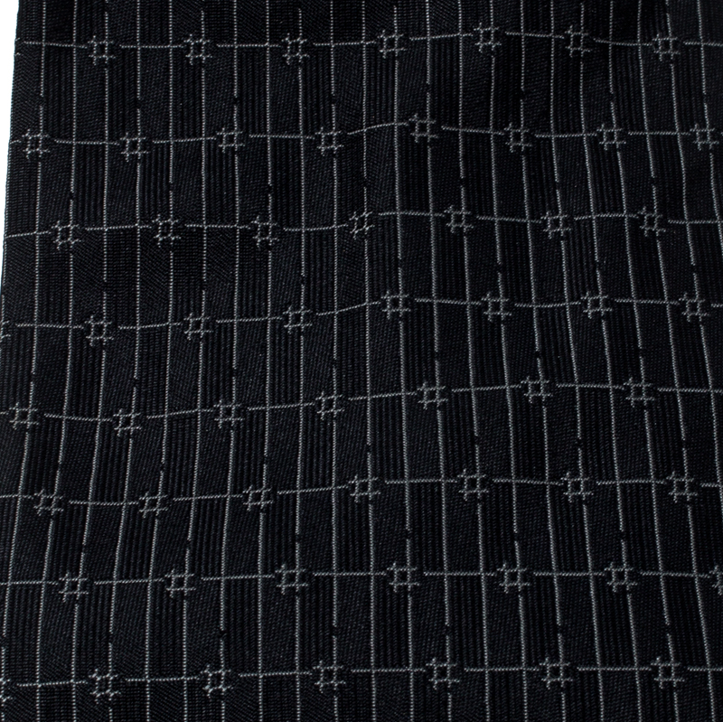 Pre-owned Dunhill Black And Grey Grid Pattern Silk Jacquard Tie