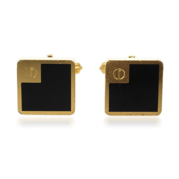 Dunhill Black Lacquerd Square Gold Plated Cufflinks