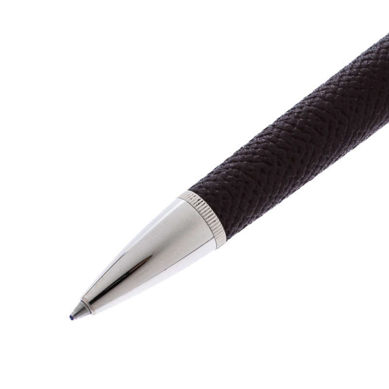 

Dunhill Sentryman Brown Leather Palladium Plated Ballpoint Pen, Silver