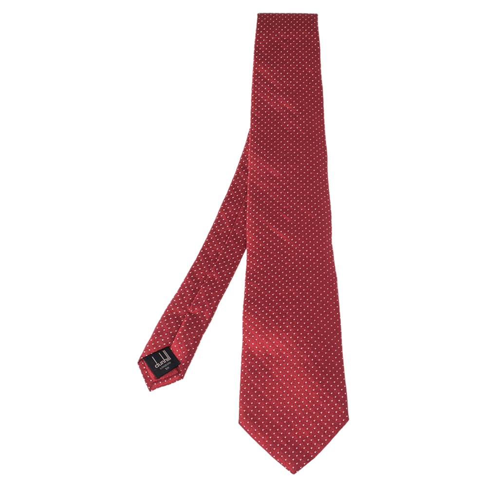 

Dunhill Red Dot Patterned Jacquard Silk Tie