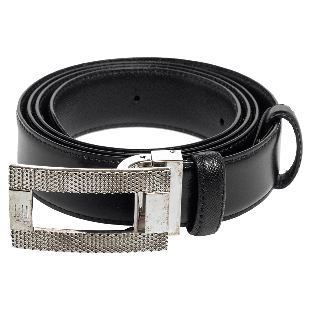 

Dunhill Black Leather Square Buckle Belt