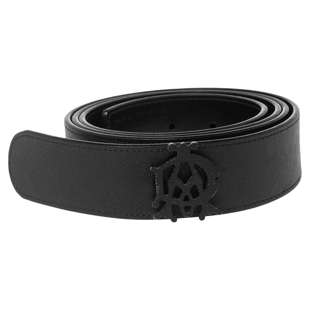 

Dunhill Black Leather Gothic Belt