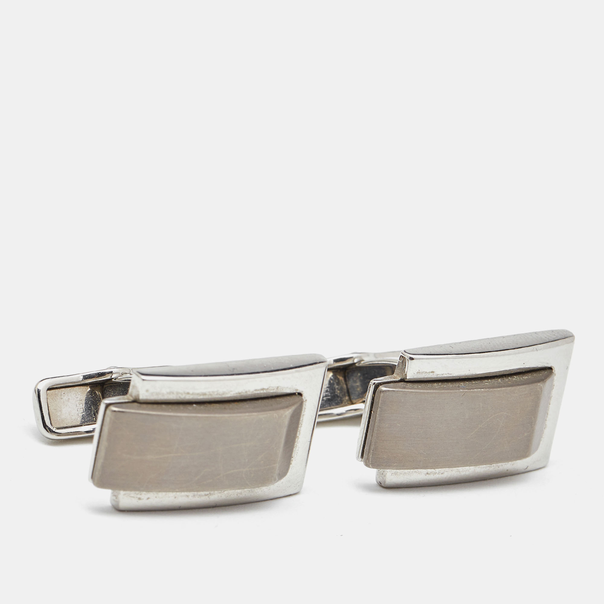 Pre-owned Dunhill Rectangle Two Tone Stainless Steel Cufflinks