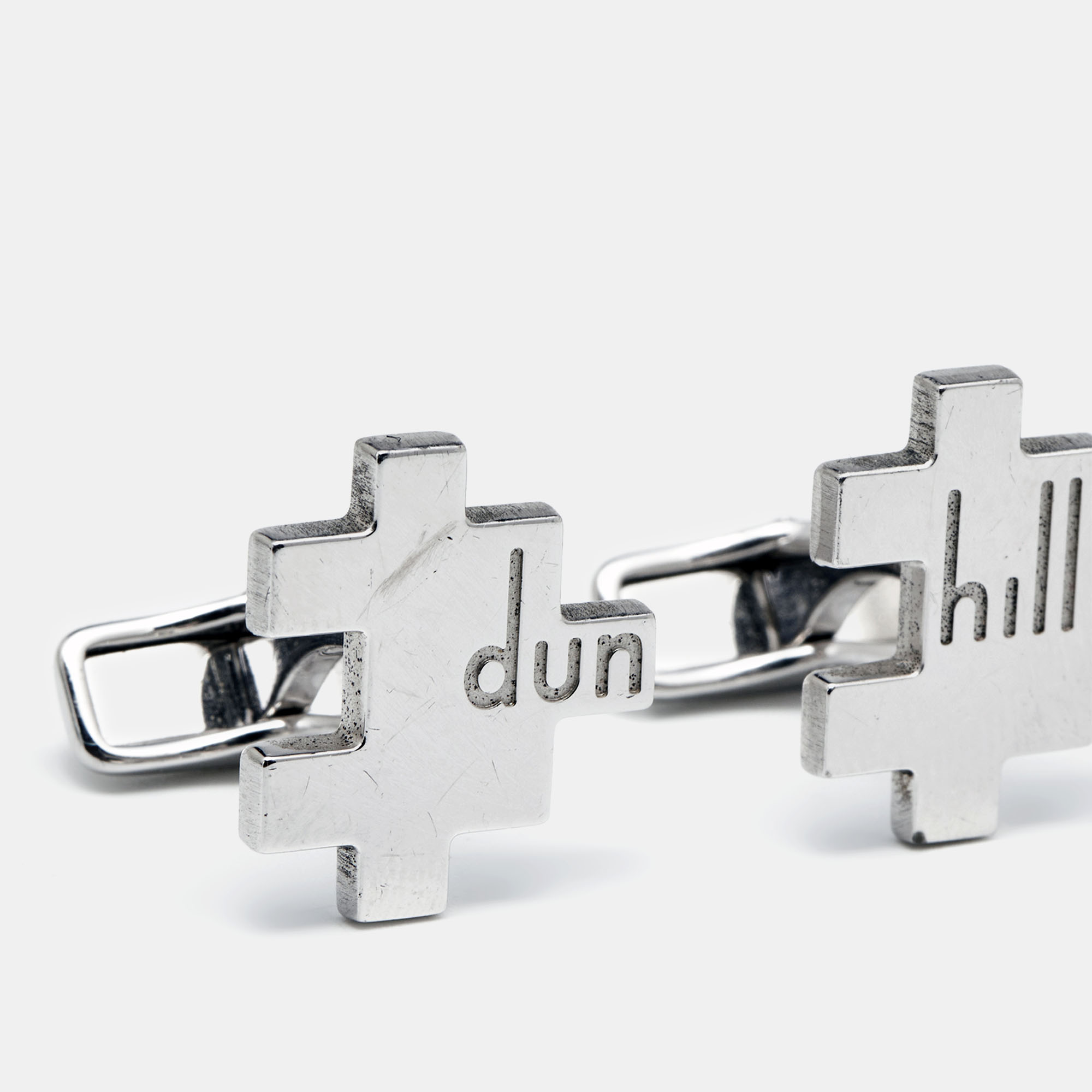 

Dunhill Sterling Silver & Stainless Steel Puzzle Cufflinks