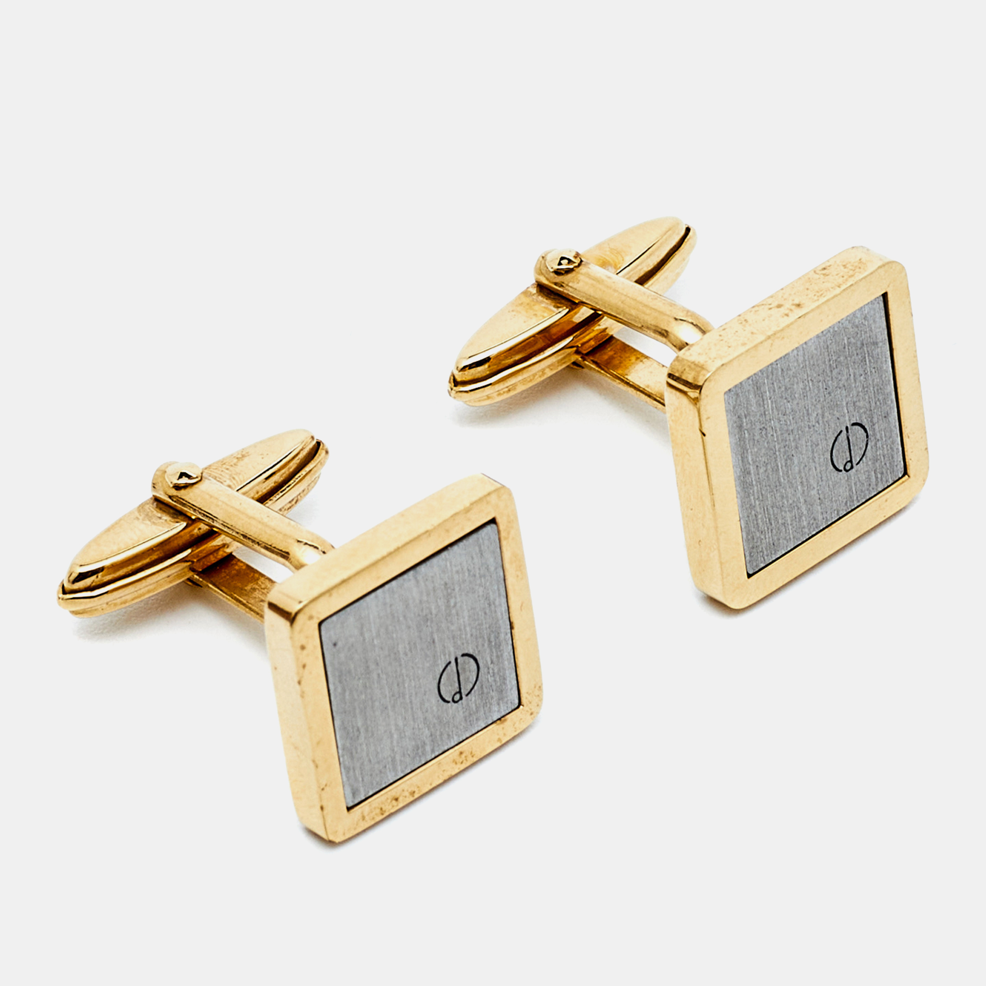 Pre-owned Dunhill Gold & Silver Tone Square Toggle Cufflinks