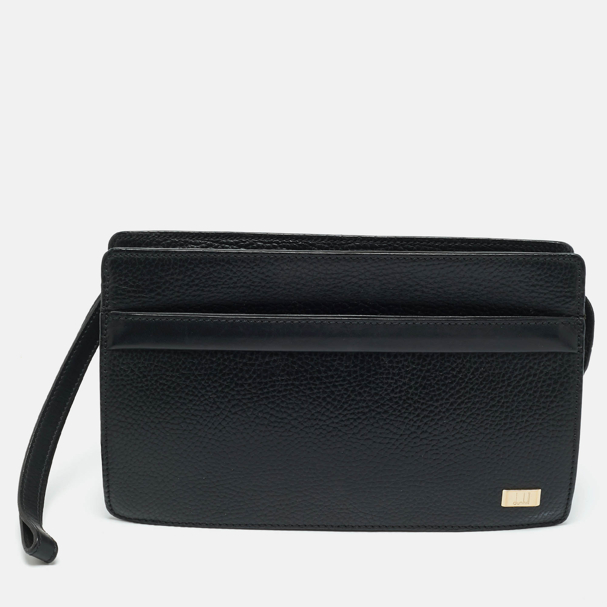 Click to view more detailed imagery on our partner's website Pre-owned Dunhill Black Leather Zip Wristlet Pouch