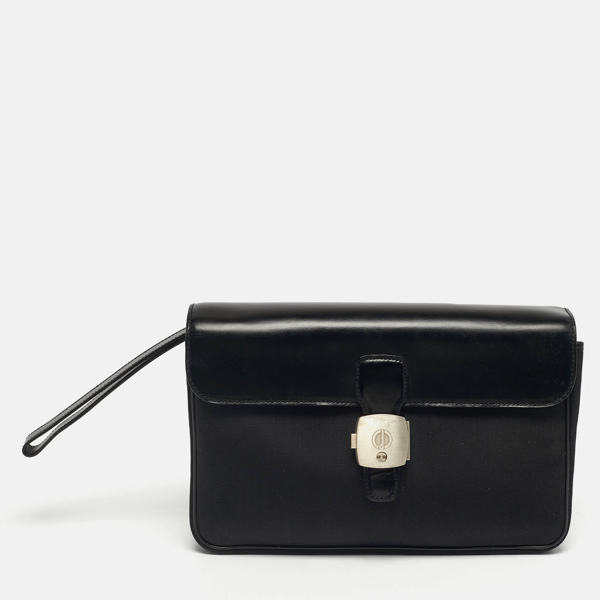 Pre-owned Dunhill Alfred Black Leather And Nylon Pouch