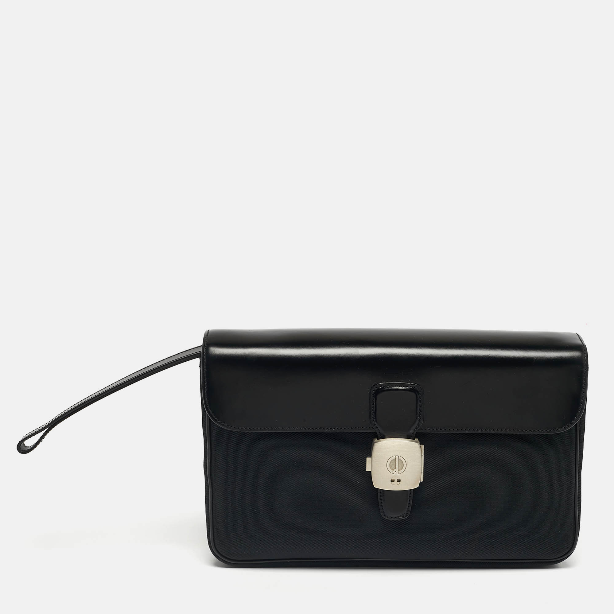 

Dunhill Alfred Black Leather and Nylon Pouch