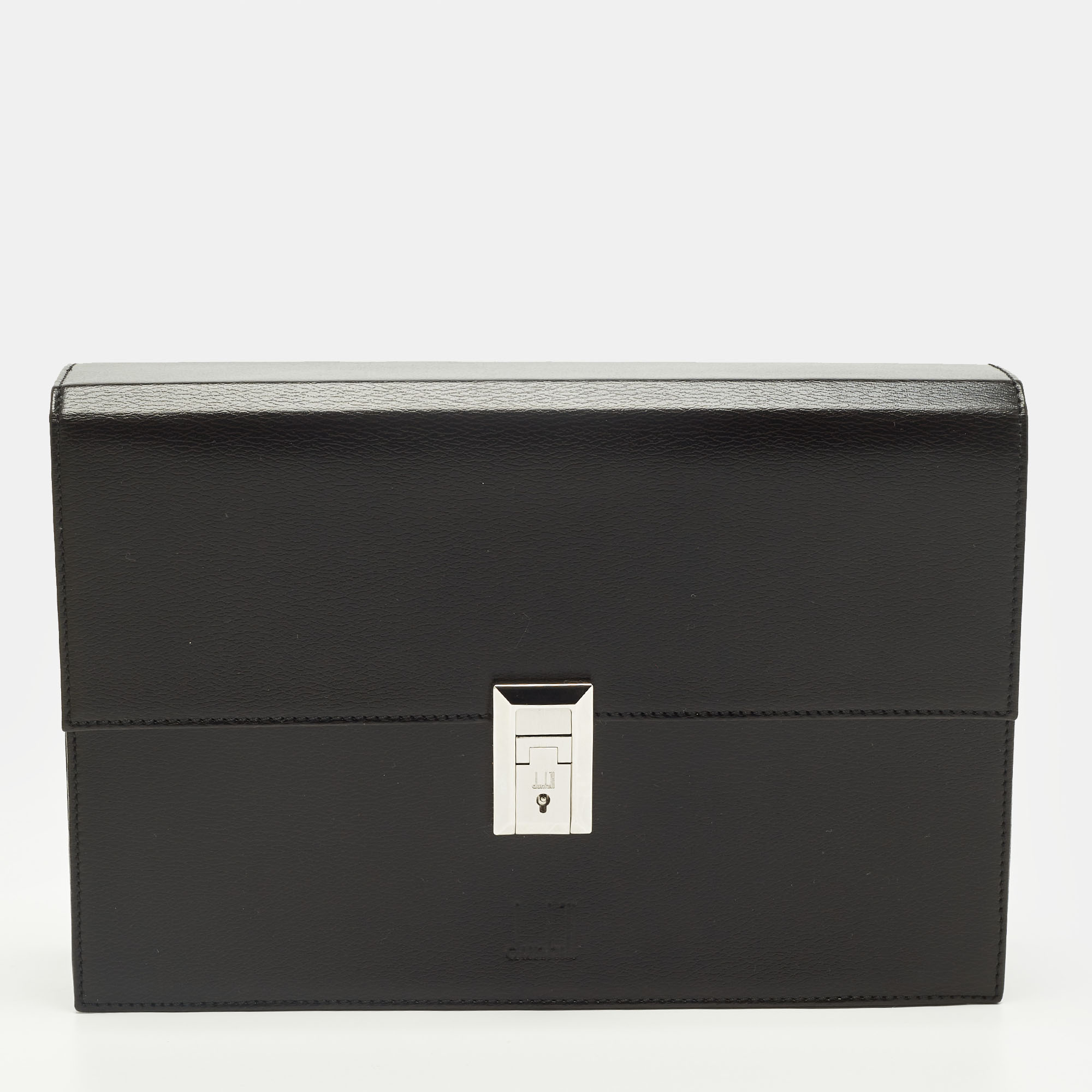 Pre-owned Dunhill Black Leather Wristlet Clutch