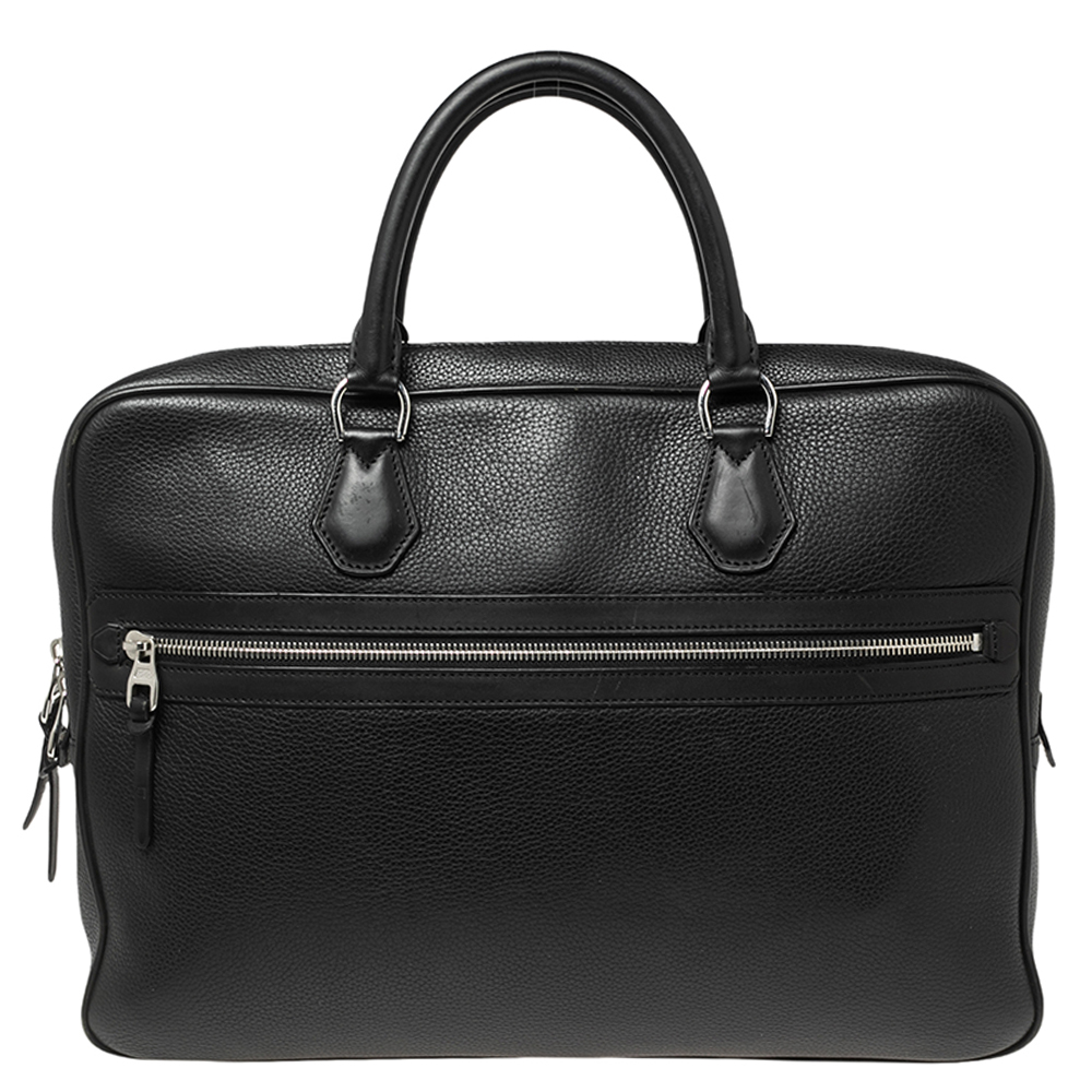 Pre-owned Dunhill Black Leather Zip Briefcase