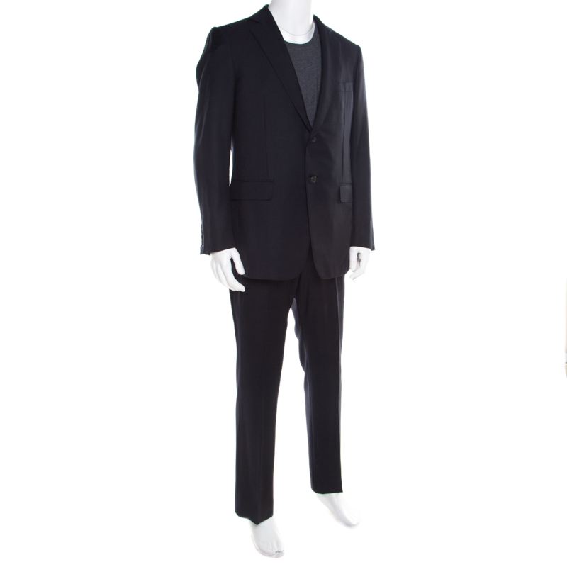 

Dunhill Navy Blue Wool Tailored Slim Fit Suit