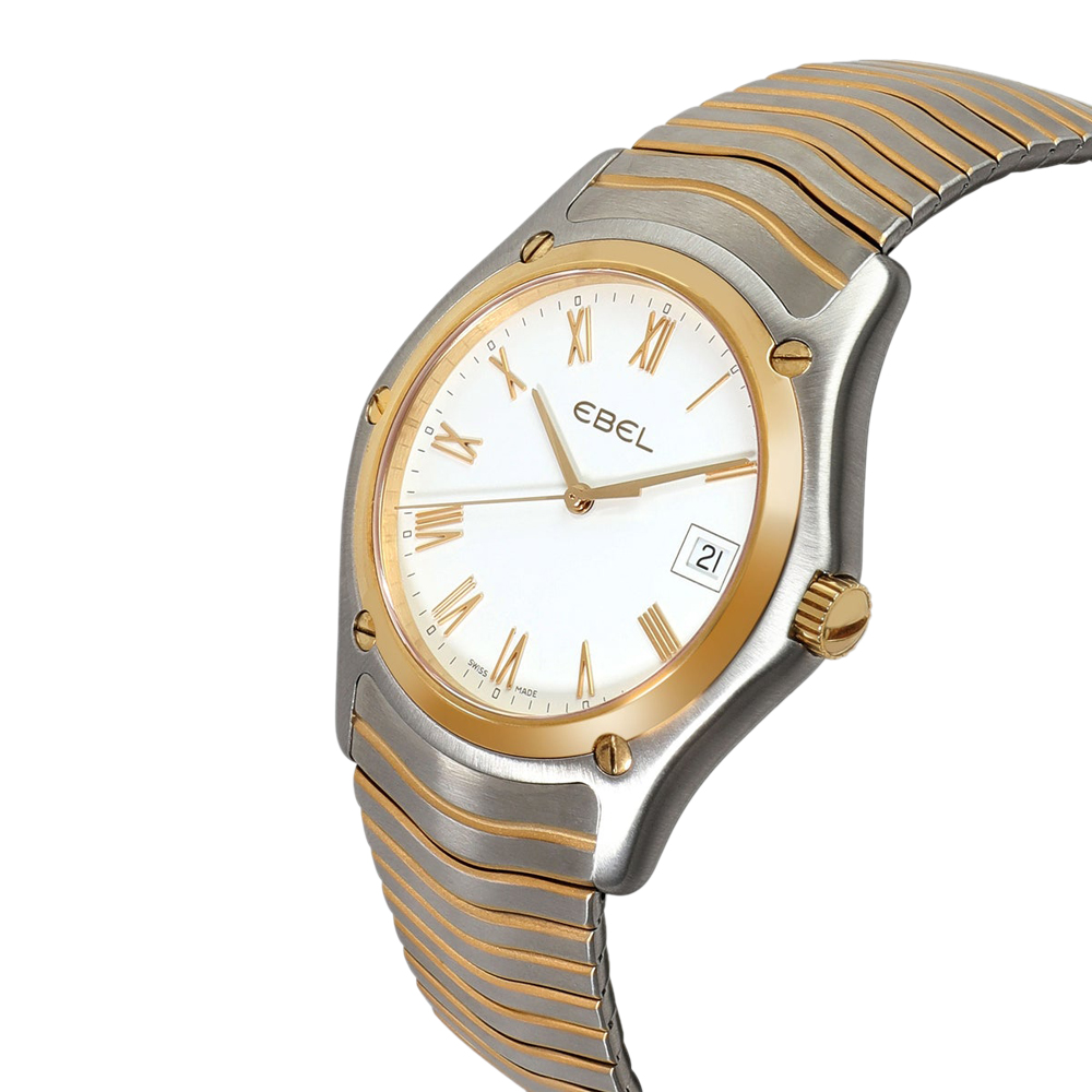 

Ebel Silver 18K Yellow Gold And Stainless Steel Classic Wave 1255F4.1 Men's Wristwatch 37 MM