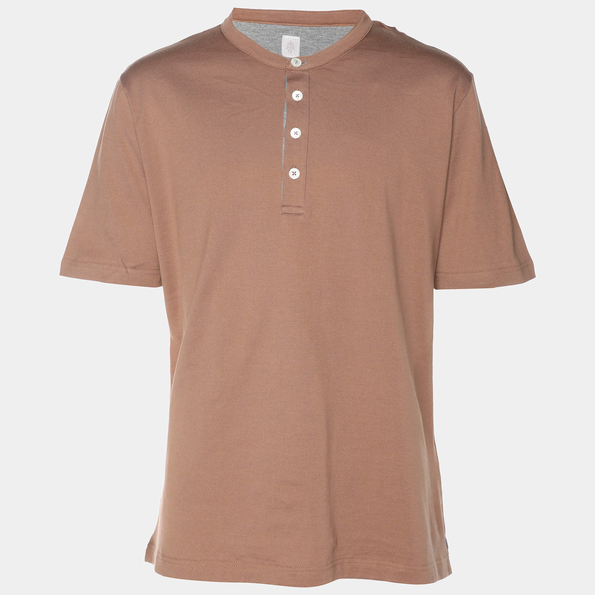 

Eleventy Brown Jersey Henley T-Shirt XL