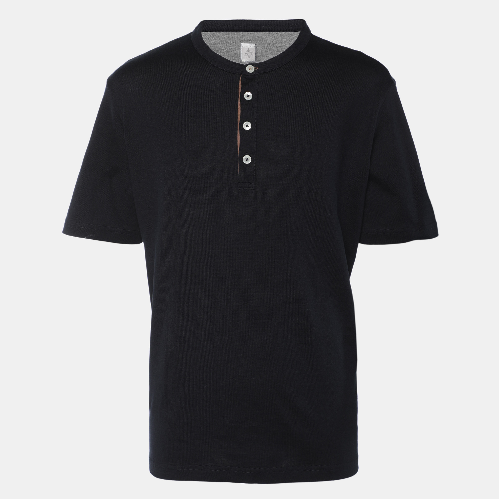 

Eleventy Navy Blue Jersey Henley T-Shirt XL