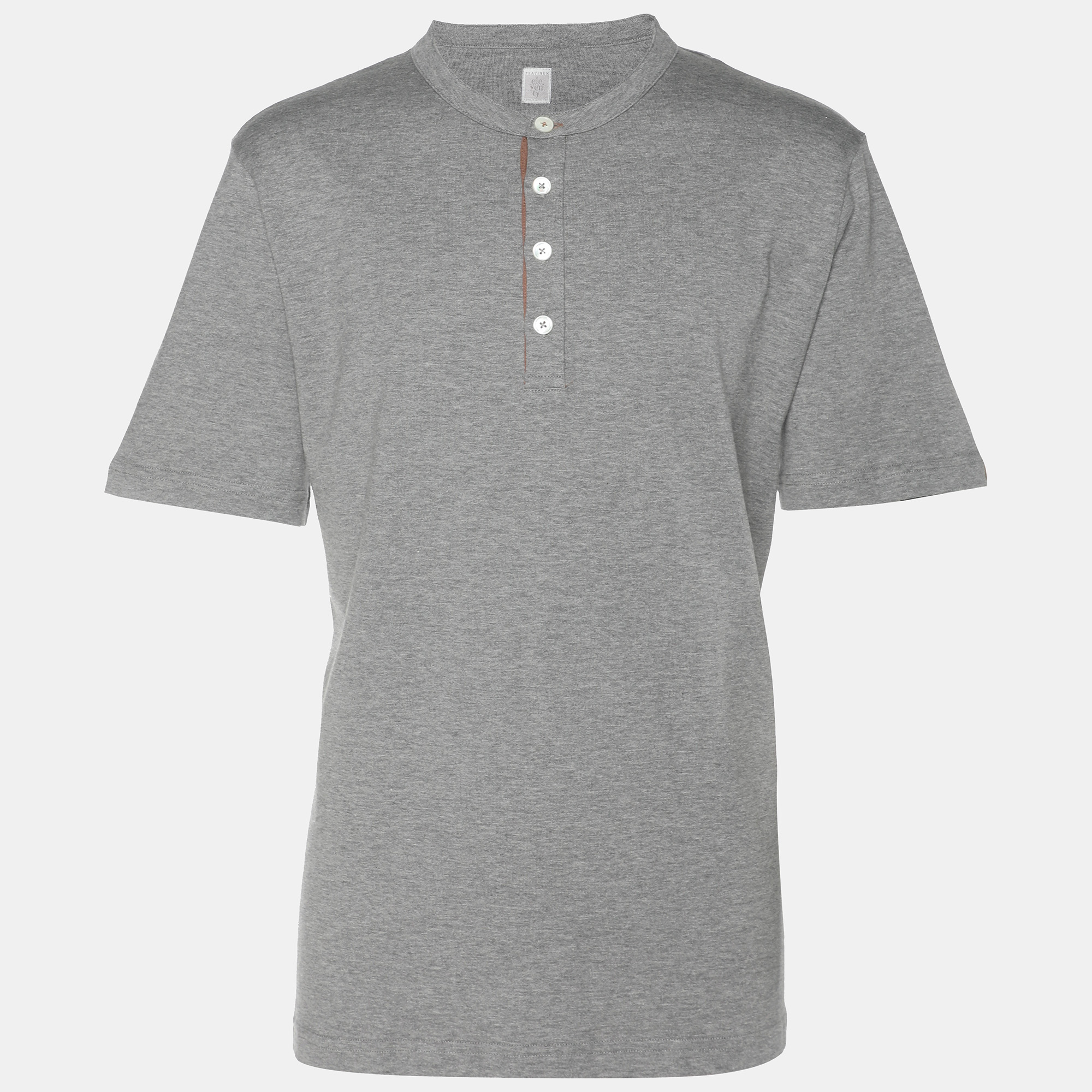 

Elevety Dark Grey Jersey Henley T-Shirt XL