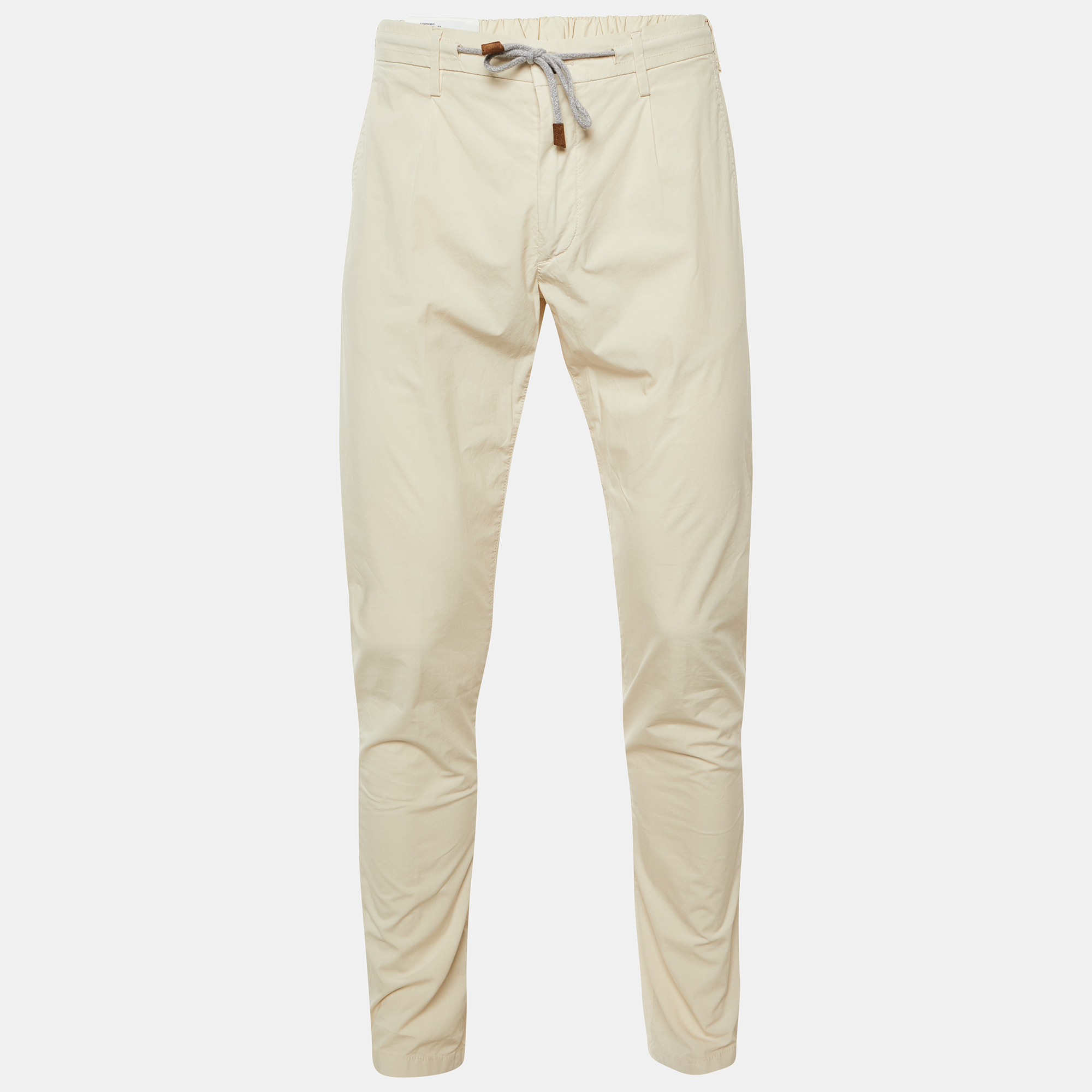 

Eleventy Beige Cotton Drawstring Trousers L