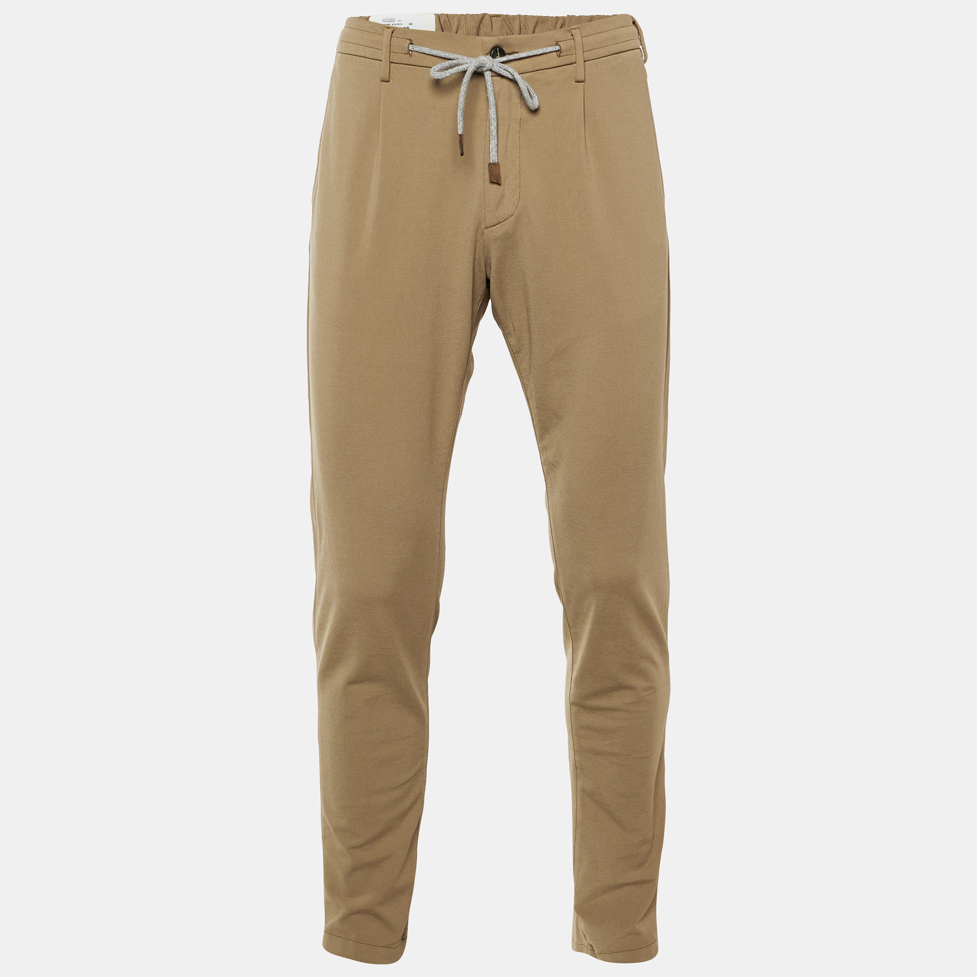 

Eleventy Beige Cotton Blend Drawstring Trousers L