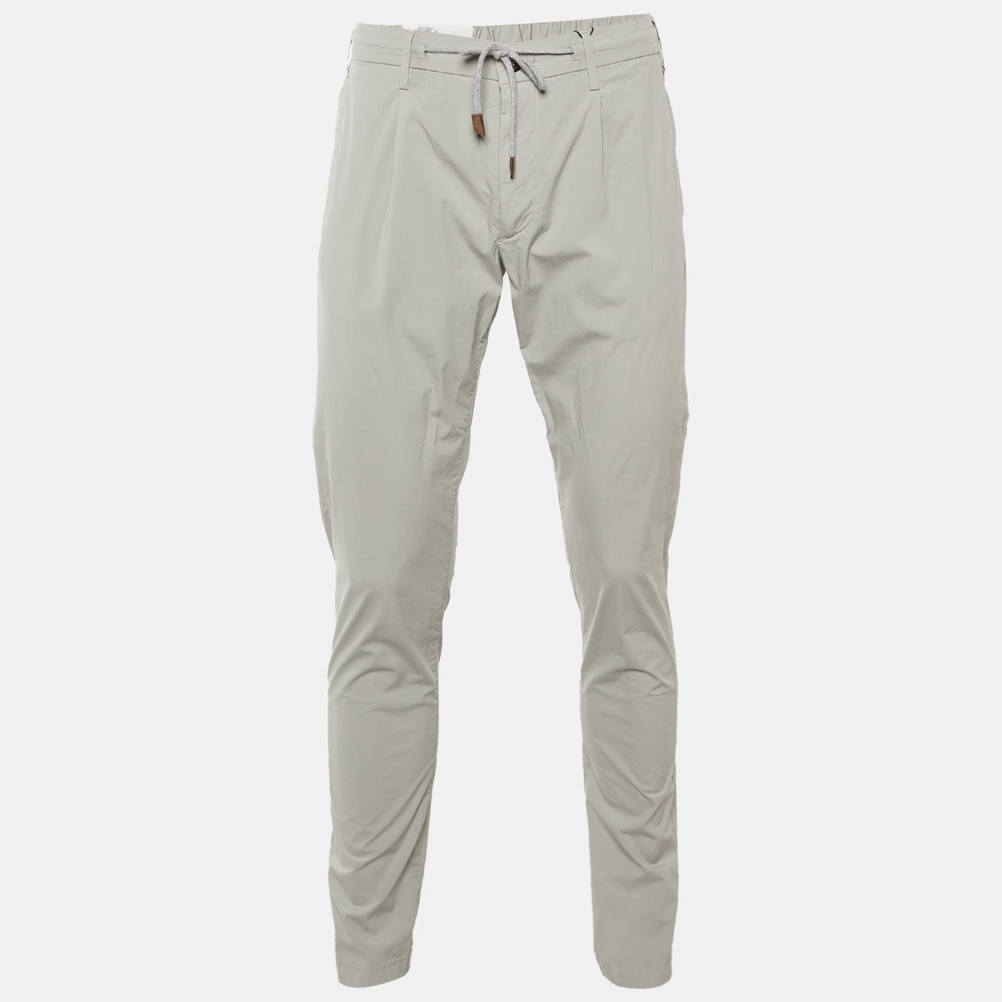 

Eleventy Grey Cotton Drawstring Trousers L