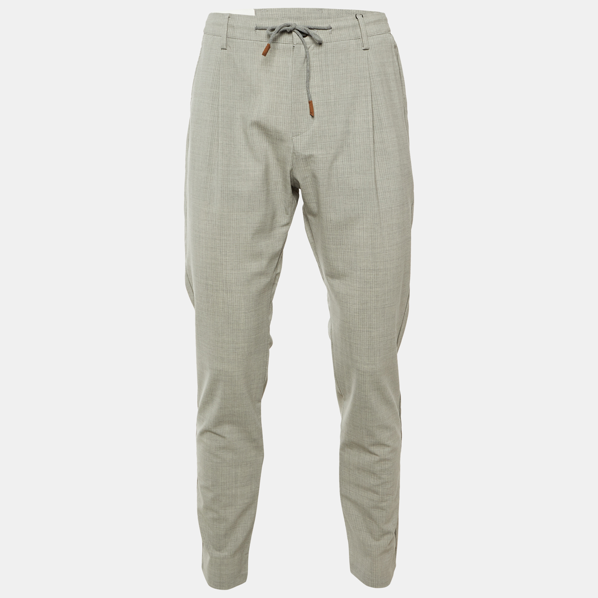 

Eleventy Grey Pin Striped Wool Pleated Pants L/Waist 34"