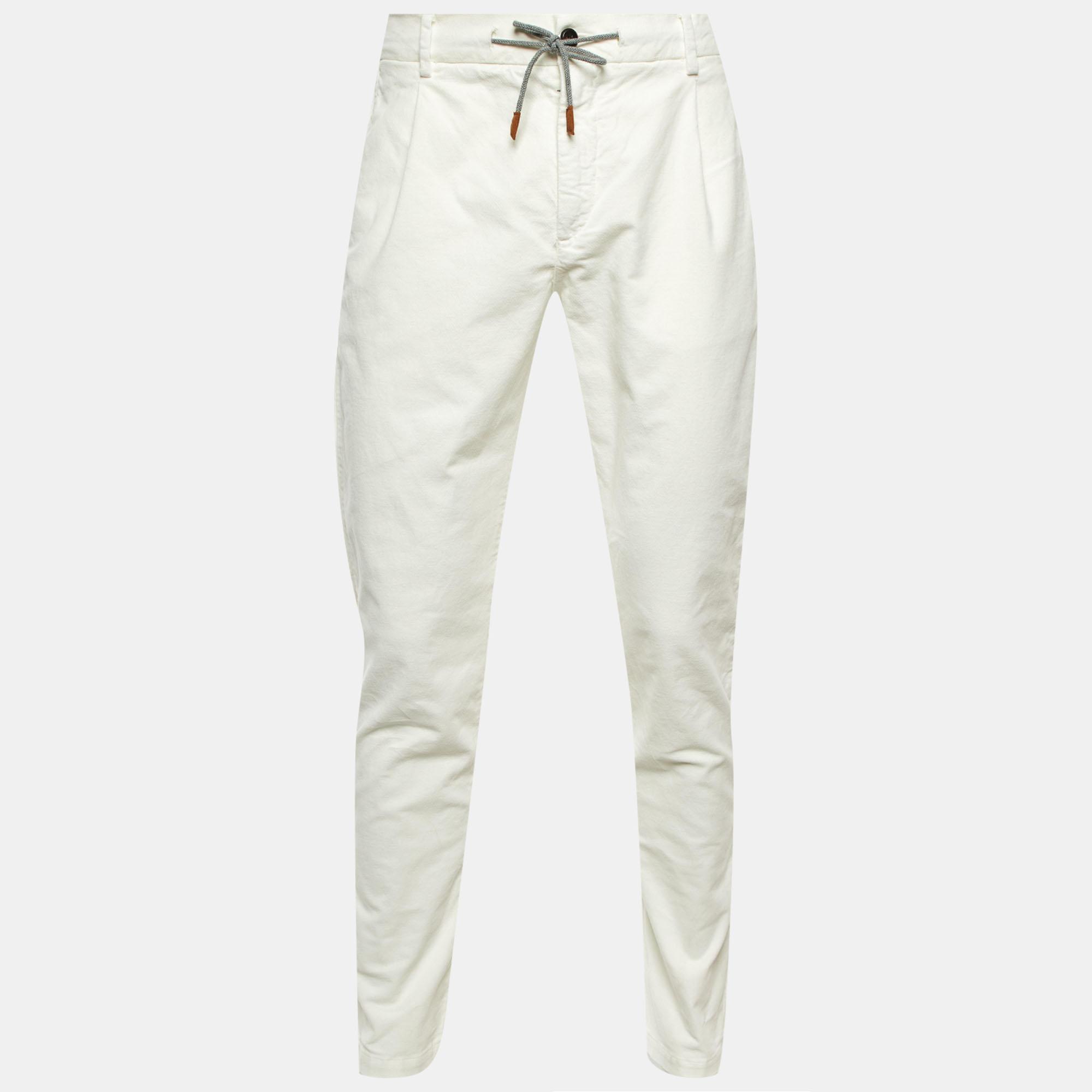

Eleventy White Cotton Velour Drawstring Waist Pants M