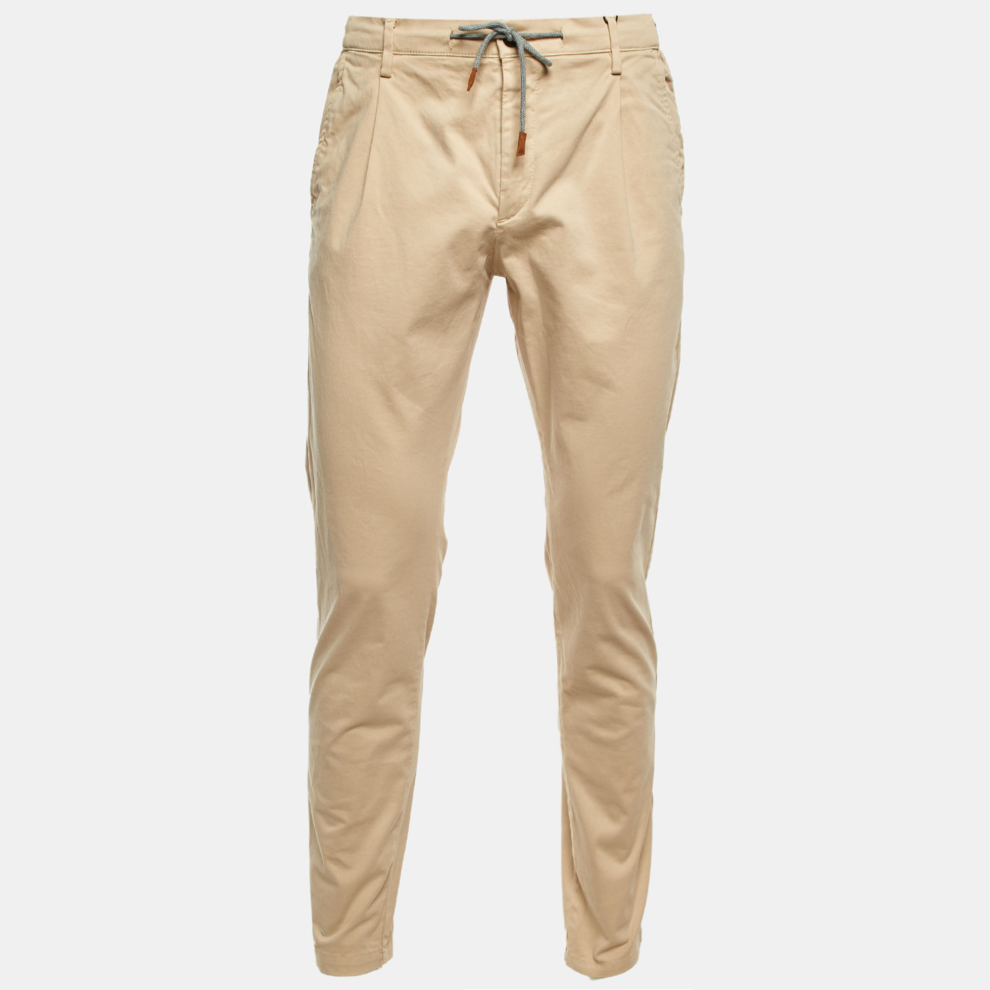 

Eleventy Beige Cotton Drawstring Waist Pants M/Waist 32"