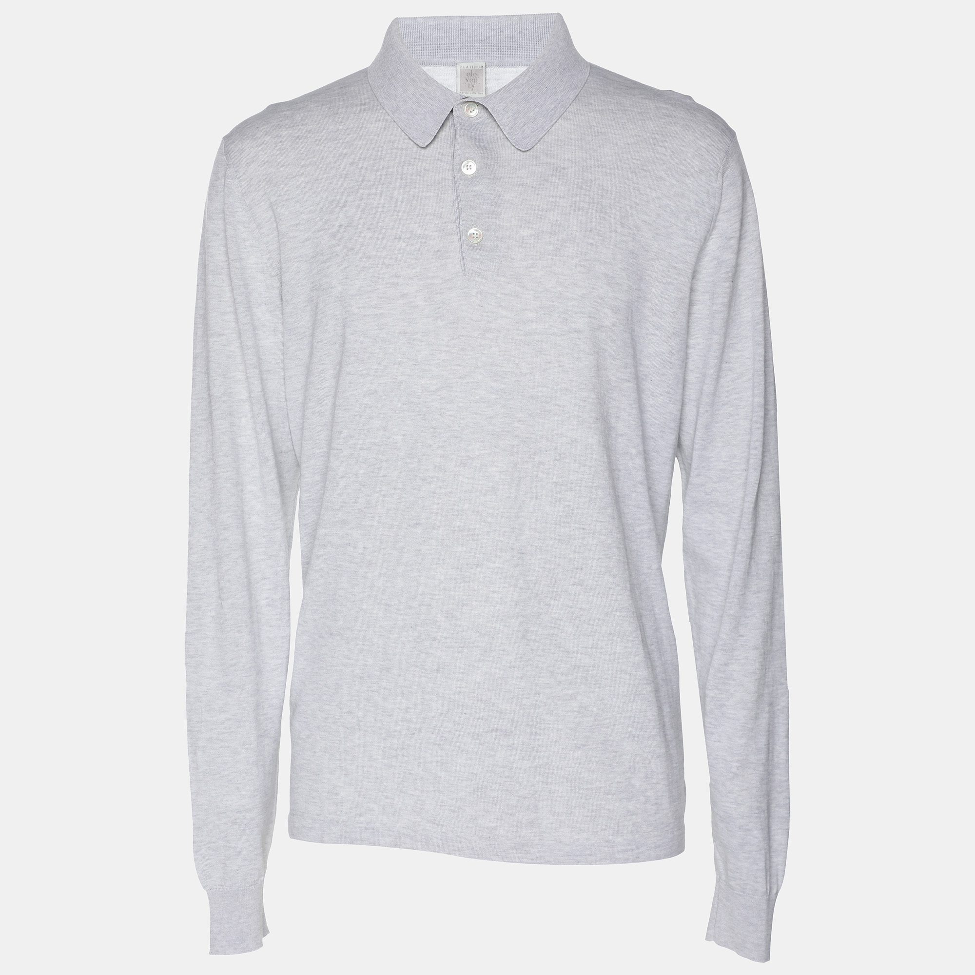 

Eleventy Grey Knit Button Full Sleeve Polo T-Shirt L