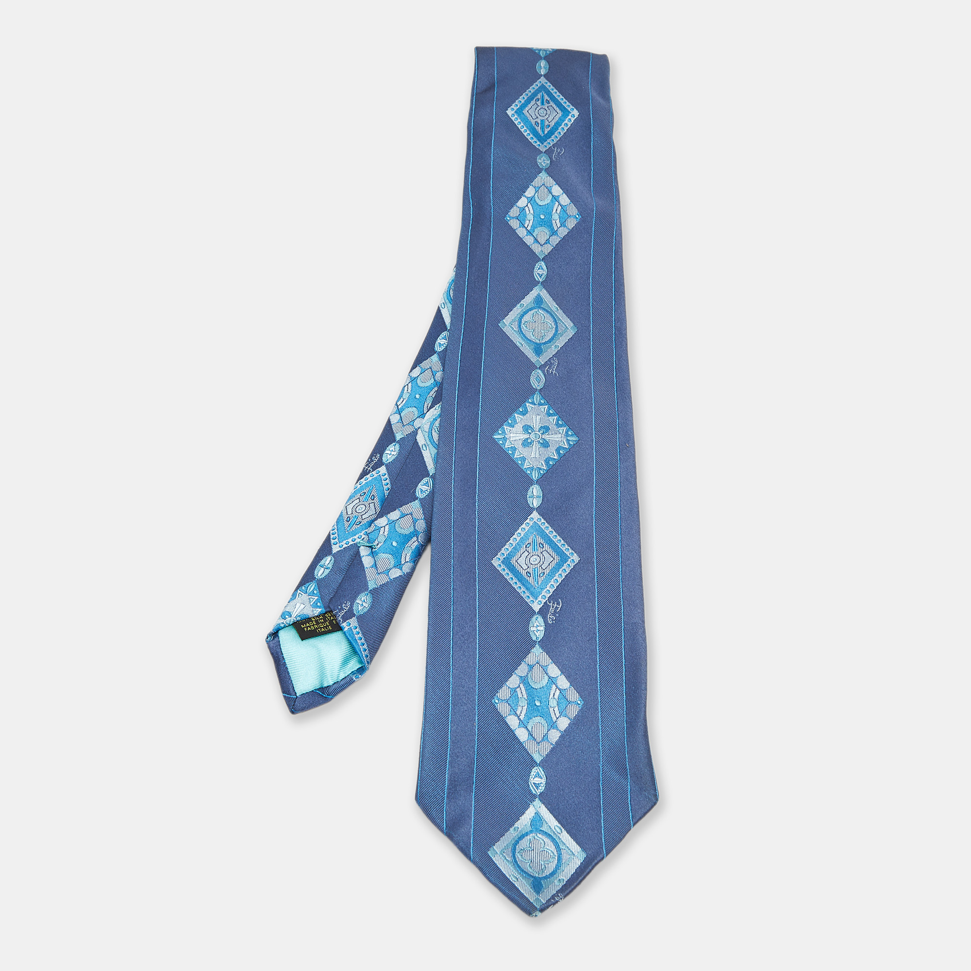

Emilio Pucci Blue Jacquard Silk Traditional Tie