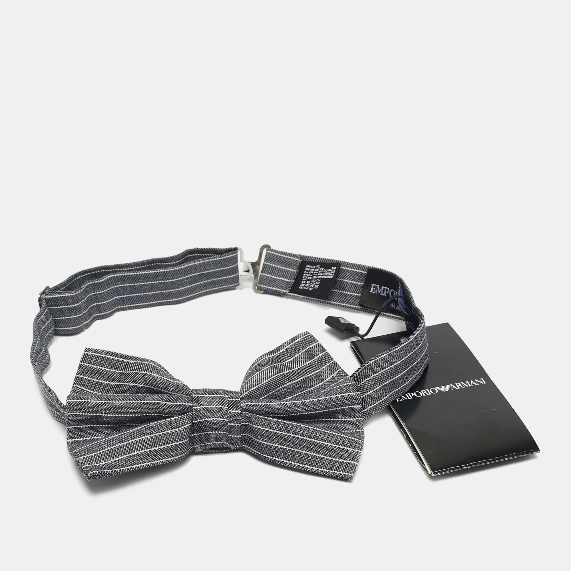 

Emporio Armani Grey Striped Papillon Annodato Bow Tie