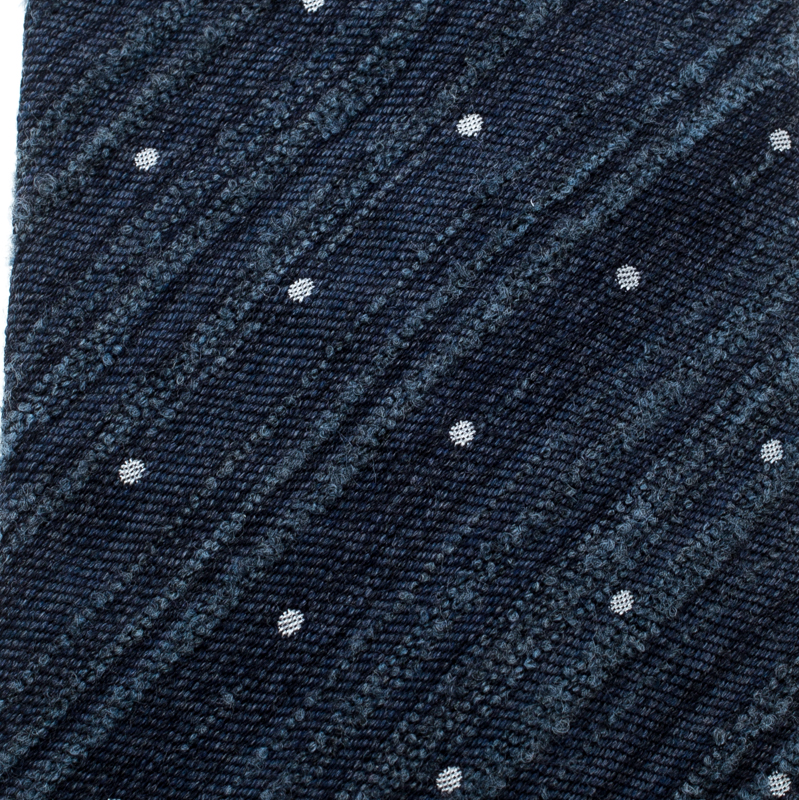 

Emporio Armani Blue Textured Wool and Silk Dotted Tie