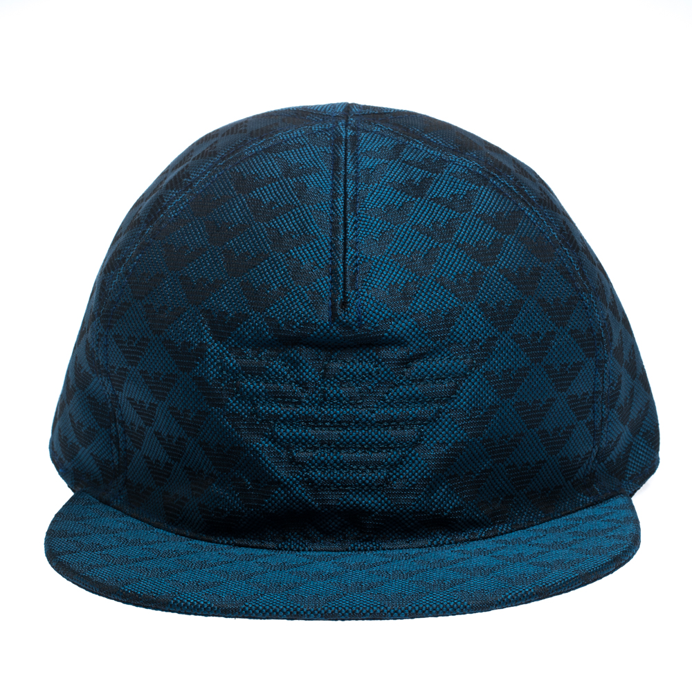 

Emporio Armani Blue Logo Patterned Baseball Cap Size