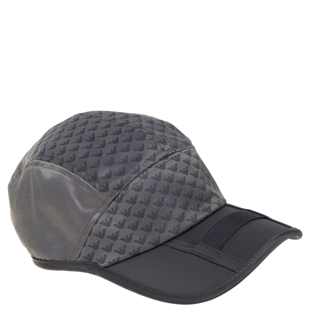 Pre-owned Emporio Armani Grey All Over Eagle Pattern Baseball Hat S/m
