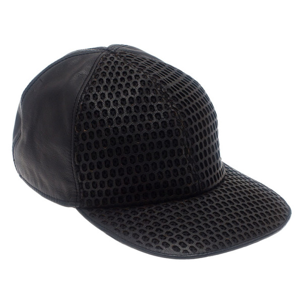 مملوكة مسبقًا كاب امبوريو أرماني جلد أسود بيسبول مقاس S